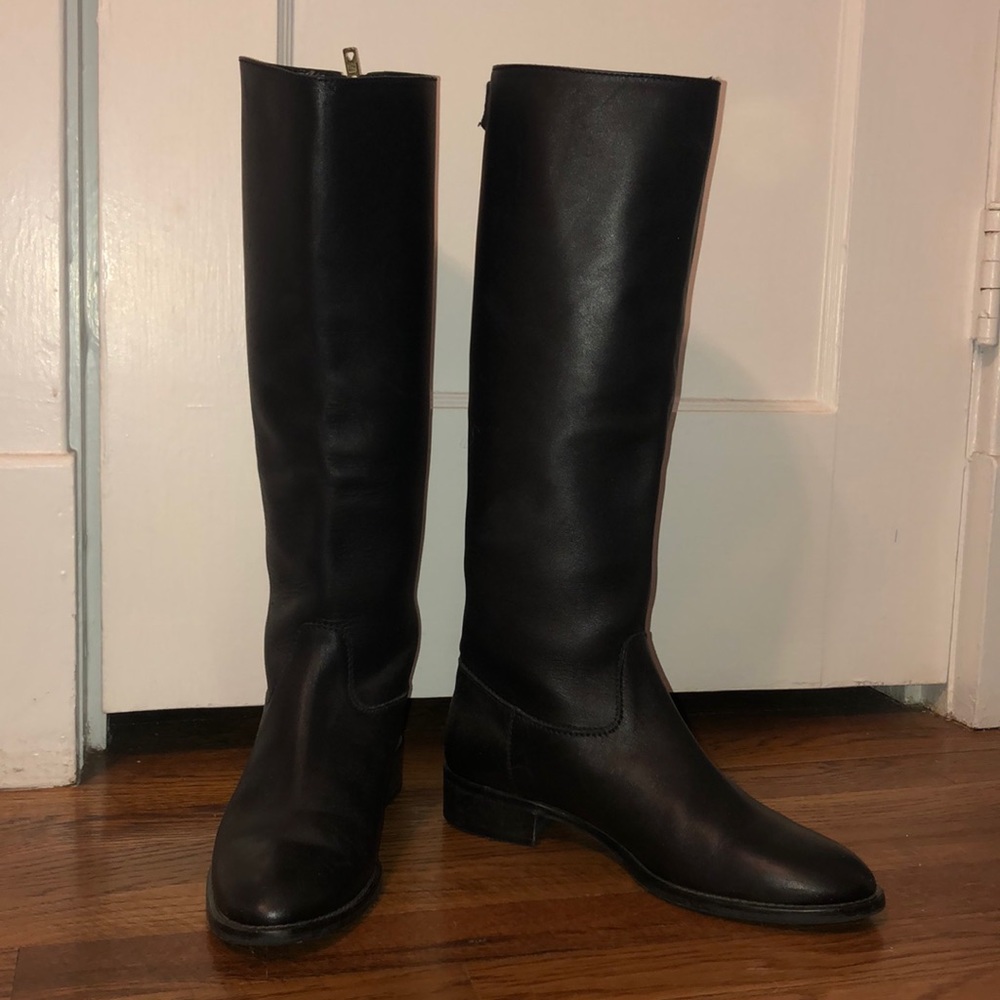 J. Crew Black Leather Riding Boots